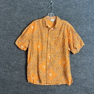 Wes And Willy Mens Button Up Shirt Large Orange Bandana Print University Of Tn